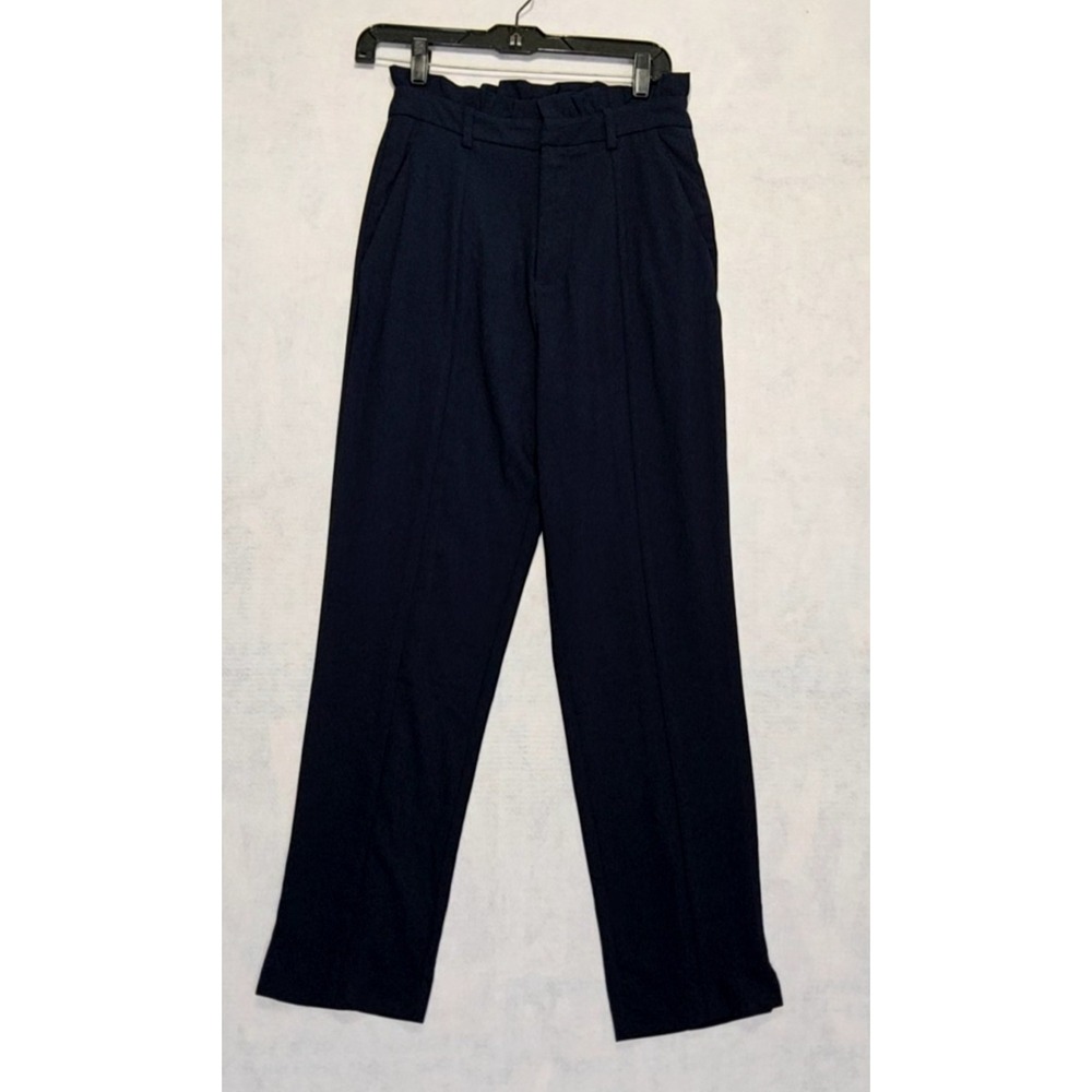 Lulus Pants M 10 8 NEW Set Your Goals Navy Ultra High Rise Dress Paper Bag Waist